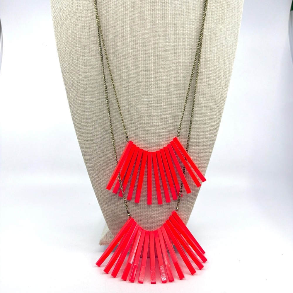 Neon Pink Statement Necklace Boho Festival Layering Chunky Y2K Jewelry Gift Idea